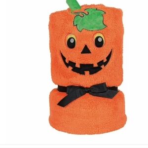 Jack-O-Lantern Fleece Throw Blanket - Orange and Green 45"x60"
